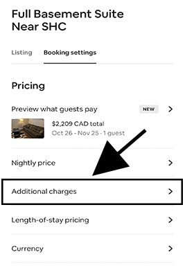 how to add an cleaning fee on airbnb app